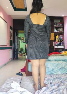 Sparkly Silver Striped Bodycon Dress