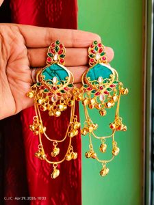 Boho Ethnic Gold Plated Chand Bali Earrings