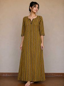 Yellow & Black Striped Kurta