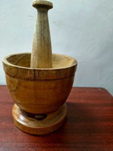 Wooden Mortar &amp; Pestle (Khalbatta)