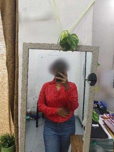 Vibrant Red Floral Print Button-Up Shirt