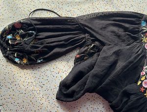 Embroidered Black Blouse