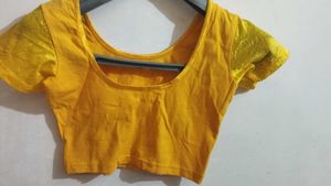 Yellow Readymade Saree Blouse