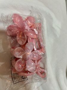 Cute Pink Flower Hair Clips Set