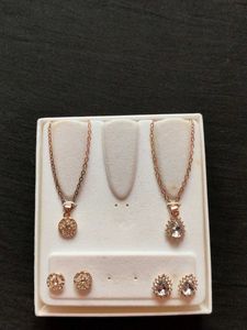 Elegant Rose Gold Necklace &amp; Earring Set combo of