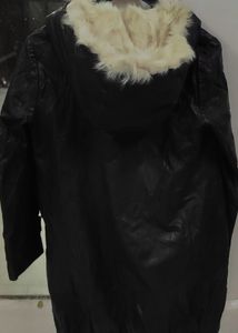 Black Leather Hooded Jacket