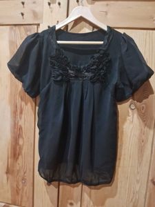 Elegant Sheer Black Party Top