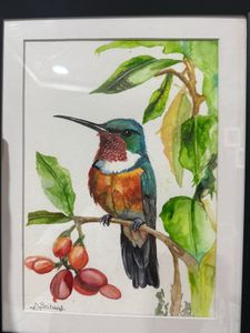 Watercolor Canvas Painting Hummingbird