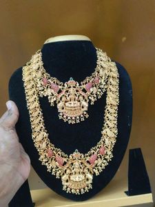 Exquisite Gold Plated Lakshmi Haram Set