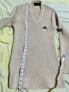 Adidas V-Neck Ribbed Knit Sweater