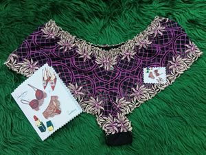 Lace Trimmed Pink & Black Briefs