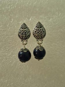 Boho Dark Blue Beaded Earrings - New