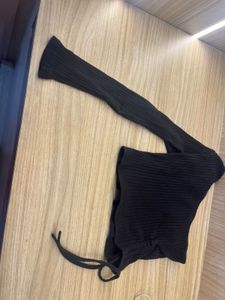 Black Ribbed Halter Neck Top