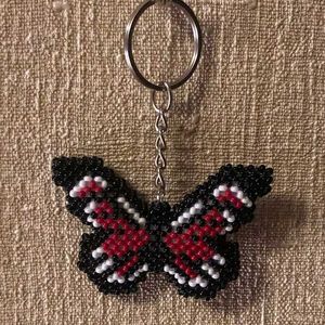 Handmade beaded butterfly keychain