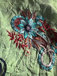 Beautiful Green Saree with Floral Embroidery