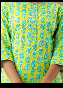 Green Printed Kurta Set with Trousers