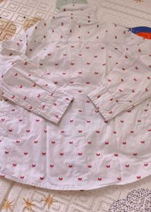 boy White Fox Print Button-Up Shirt