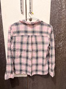 Pink Plaid Button-Up Shirt