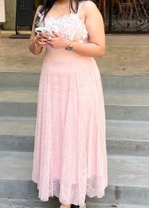 Elegant Pink Lace Party Dress