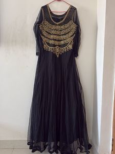 Elegant Black & Gold Embellished Gown