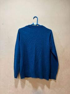 Blue V-Neck Cardigan Sweater