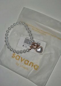 Pearl Bracelet with Heart Charm (2 rings free)