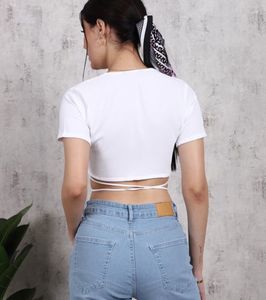 SHEIN White Tie-Front Crop Top