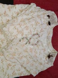 White Floral Print Kurti