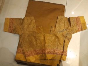 Elegant Mustard Saree with stitched blouse