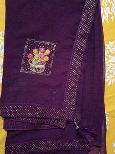 Elegant Purple Embroidered Saree