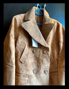 Brown Suede Double-Breasted Coat