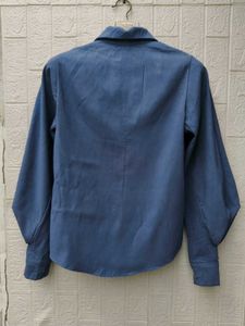 New with tag Korean Puff Blue Collared Button-Up S