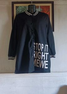 Black Varsity Jacket with Slogan