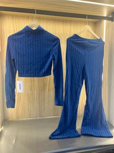 Blue Ribbed Co-ord Set