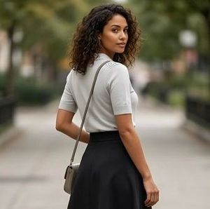 Elegant Lace Trimmed Polo Neck Top