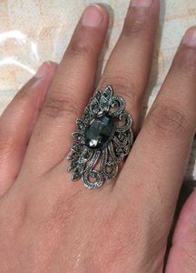 Vintage Oxidized Silver Statement Ring set