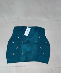 Cherry Embroidered Knit Vest