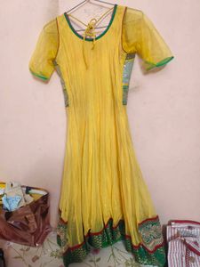 Yellow Anarkali Kurta with Embellishments