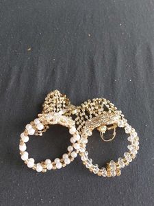 2 Bangle / Bracelet with Ring and Hand Chain