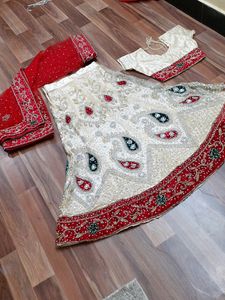Wedding Special Creamish Off White With Red