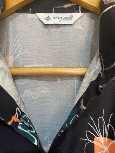 Unique Abstract Print Button-Up Shirt