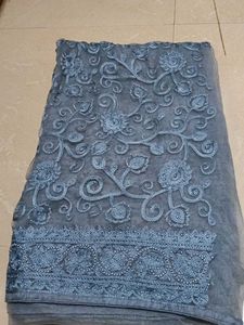 Beautiful Embroidered Grey Saree