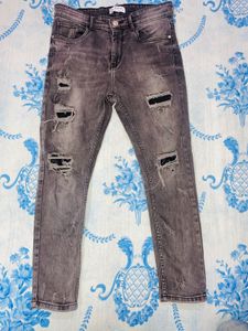 Ripped Gray Denim Jeans