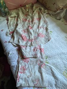 Floral Print Collared Shirt and longpant