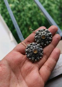 Boho Oxidized Flower Earrings