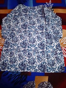 Blue Floral Print Kurta