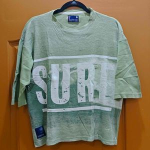 Surf Oversized T-Shirt | Sage Green Graphic Tee