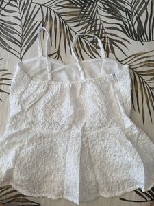 White Broderie Anglaise Peplum Top