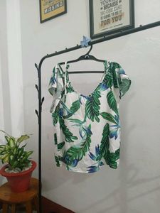 Tropical Leaf Print Blouse