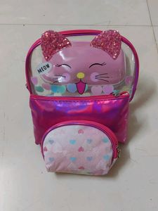 Cute Cat Face Pouch Set